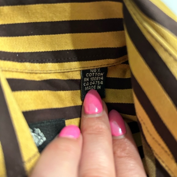 Ben Sherman Gold Pinstripe Button Down XS - Picture 3 of 5